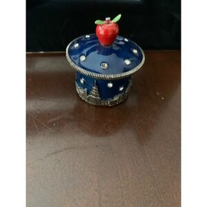 World Trade Center Hand Painted Enamel Big Apple NYC Trinket Box/YOSCA